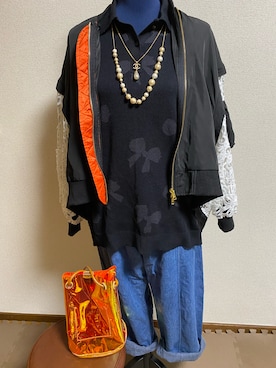 「アイテム（ポロシャツ）」を使った、agiさん（レディース・163cm）の春コーディネート