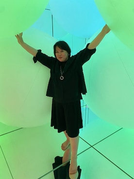 「真っ黒コーデ」｜agiさん（レディース・163cm）の夏コーディネート