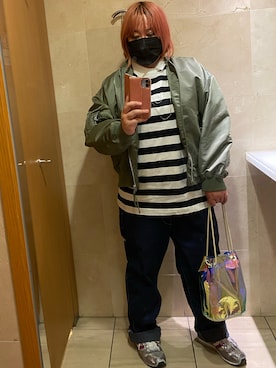 「スパンコール」｜「アイテム（MA-1）」を使った、agiさん（レディース・163cm）の春コーディネート