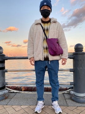 「プチプラミックス」｜「アイテム（ニットキャップ/ビーニー）」を使った、agiさん（メンズ・178cm）の冬コーディネート