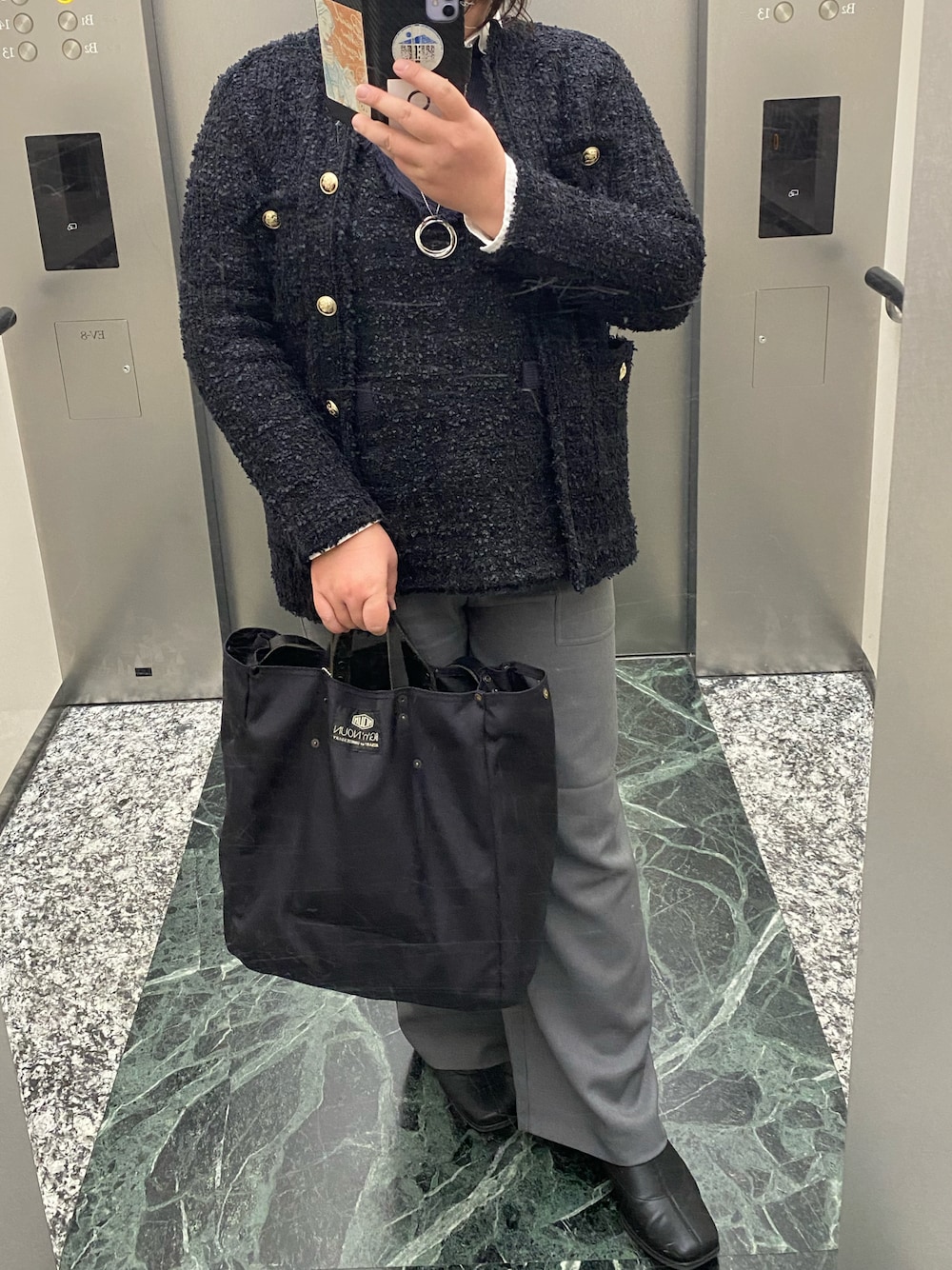 23AW UNITED ARROWS ツイード モールバイピングカーディガン