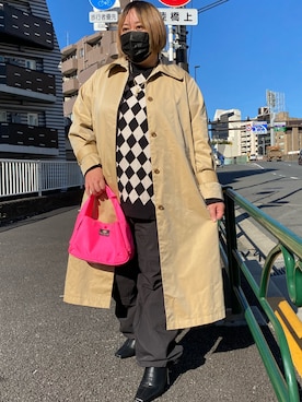「chanel」｜「アイテム（ステンカラーコート）」を使った、agiさん（レディース・163cm）の冬コーディネート