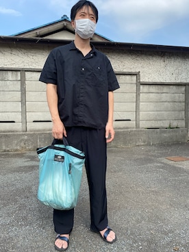 「NECESSARY or UNNECESSARY（ネセサリーオアアンネセサリー）のアイテム（トップス）」を使った、agiさん（メンズ・178cm）の夏コーディネート