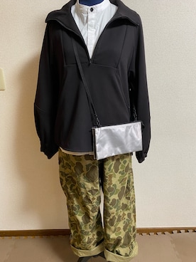「カモフラパンツ」｜「アイテム（ブルゾン）」を使った、agiさん（レディース・163cm）の春コーディネート