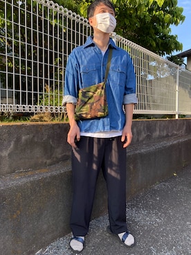 「NECESSARY or UNNECESSARY（ネセサリーオアアンネセサリー）のアイテム（トップス）」を使った、agiさん（メンズ・178cm）の夏コーディネート