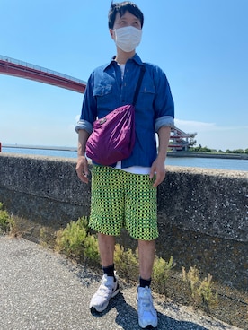 「NECESSARY or UNNECESSARY（ネセサリーオアアンネセサリー）のアイテム（トップス）」を使った、agiさん（メンズ・178cm）の夏コーディネート