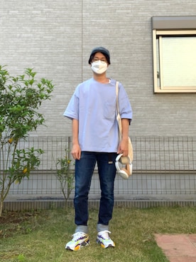 「ワイドシルエット」｜「アイテム（キャップ）」を使った、ふみまるさん（メンズ・167cm）の春コーディネート