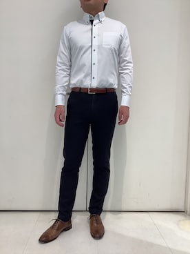 「TOKYO SHIRTS（トウキョウシャツ）のアイテム（ビジネスシャツ）」を使った、BRICK HOUSE シャツ工房 大和郡山イオンモール店さん（メンズ・176cm）の春コーディネート