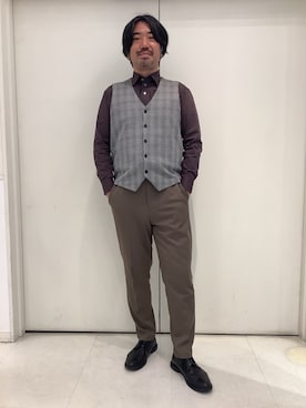 「アイテム（ビジネスシャツ）」を使った、BRICK HOUSE シャツ工房 大和郡山イオンモール店さん（メンズ・176cm）の秋コーディネート
