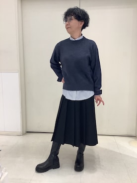 「アイテム（ビジネスシャツ）」を使った、BRICK HOUSE シャツ工房 大和郡山イオンモール店さん（レディース・153cm）の冬コーディネート