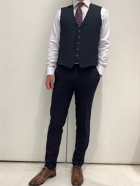 「アイテム（ビジネスシャツ）」を使った、BRICK HOUSE シャツ工房 大和郡山イオンモール店さん（メンズ・176cm）の秋コーディネート