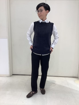 「アイテム（ビジネスシャツ）」を使った、BRICK HOUSE シャツ工房 大和郡山イオンモール店さん（レディース・152cm）の秋コーディネート