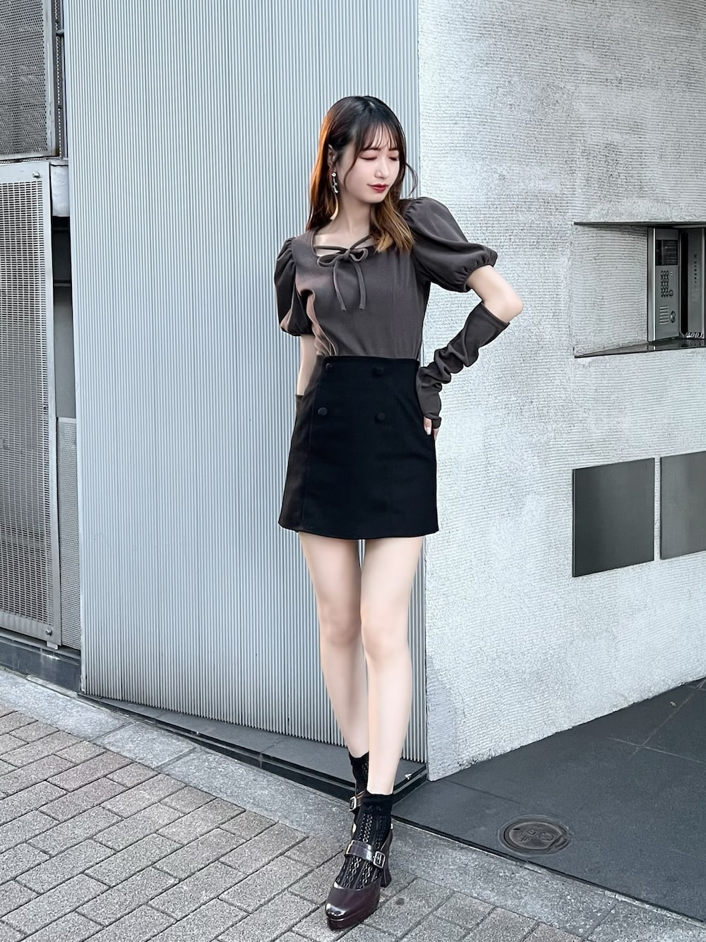 黒 ミニスカートセット ボタン付き 黒 ミニスカートセット ボタン付き