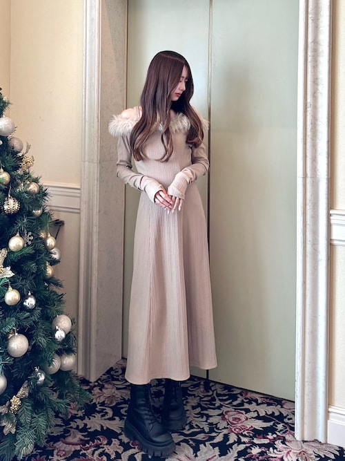 ハーリップトゥ ニットワンピース ドレス ウールカシミヤ マキシ