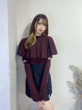 「EATME（イートミー）のアイテム（アクセサリー）」を使った、帆乃佳さん（レディース・164cm）の冬コーディネート