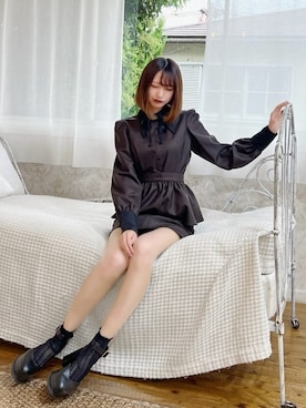 「アイテム（ワンピース、その他）」を使った、帆乃佳さん（レディース・164cm）の秋コーディネート