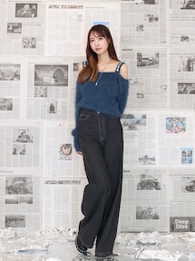 ビジューオフショルフェザーニットTOP｜イートミー（EATME  