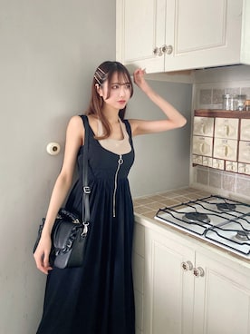 「アイテム（ハンドバッグ）」を使った、帆乃佳さん（レディース・164cm）の夏コーディネート