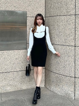 「EATME（イートミー）のアイテム（アクセサリー）」を使った、帆乃佳さん（レディース・164cm）の秋コーディネート