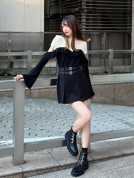 「EATME（イートミー）のアイテム（アクセサリー）」を使った、帆乃佳さん（レディース・164cm）の秋コーディネート