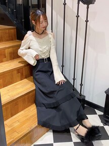 新品未使用タグ付き EATME フェイクファーショルダーニットTOP 益若つばさ 新品未使用タグ付き EATME フェイクファーショルダーニットTOP