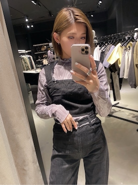 「EMODA（エモダ）のアイテム（イヤリング）」を使った、加納沙耶佳さん（レディース・152cm）の春コーディネート