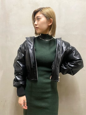 「EMODA（エモダ）のスクエアポイントミドルブーツ（ブーツ）」を使った、加納沙耶佳さん（レディース・152cm）の秋コーディネート