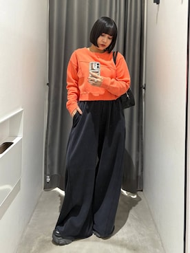「PAGEBOY（ページボーイ）のサイドタックルーズウラケパンツ/イージーパンツ【4color・2size】（スウェットパンツ）」を使った、imamuuさん（レディース・154cm）の秋コーディネート