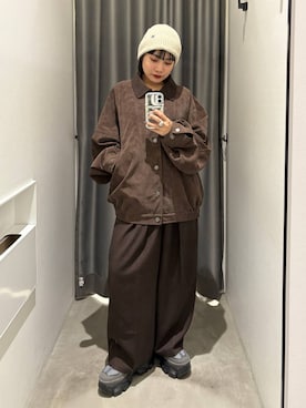 「PBLIM（ページボーイリム）の《UNISEX》ソフトスウェードブルゾン（ブルゾン）」を使った、imamuuさん（レディース・154cm）の秋コーディネート