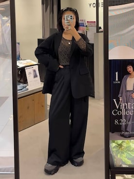 「PAGEBOY（ページボーイ）の【セットアップ対応】チェックMIXジャケット 《2サイズ展開》（テーラードジャケット）」を使った、imamuuさん（レディース・154cm）の夏コーディネート