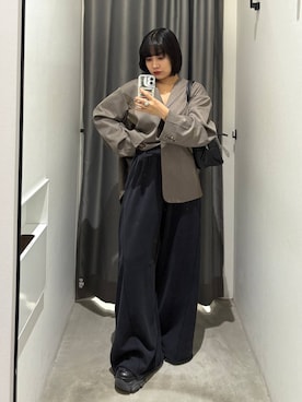「PAGEBOY（ページボーイ）のサイドタックルーズウラケパンツ/イージーパンツ【4color・2size】（スウェットパンツ）」を使った、imamuuさん（レディース・154cm）の秋コーディネート