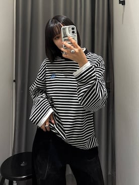 「PBLIM（ページボーイリム）のアイテム（Tシャツ/カットソー）」を使った、imamuuさん（レディース・154cm）の秋コーディネート