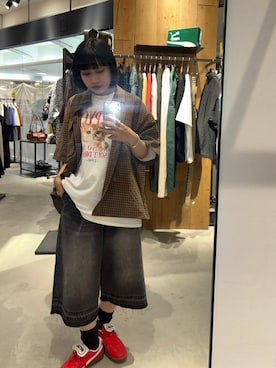 「アイテム（その他、レッド系）」を使った、imamuuさん（レディース・154cm）の夏コーディネート