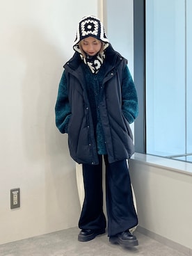 「Anui（アニュイ）のアイテム（ニットキャップ/ビーニー）」を使った、imamuuさん（レディース・154cm）の秋コーディネート