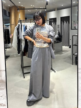 「PAGEBOY（ページボーイ）の【セットアップ対応】チェックMIXジャケット 《2サイズ展開》（テーラードジャケット）」を使った、imamuuさん（レディース・154cm）の秋コーディネート