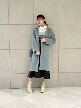 「Te chichi（テチチ）のアイテム（ノーカラーコート）」を使った、salt*°さん（レディース・167cm）の冬コーディネート
