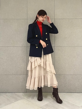 「Te chichi（テチチ）のアイテム（ノーカラージャケット）」を使った、salt*°さん（レディース・167cm）の秋コーディネート