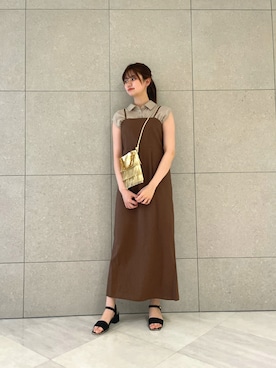 「Te chichi（テチチ）のレーヨンリネンキャミワンピース（ワンピース）」を使った、salt*°さん（レディース・167cm）の夏コーディネート