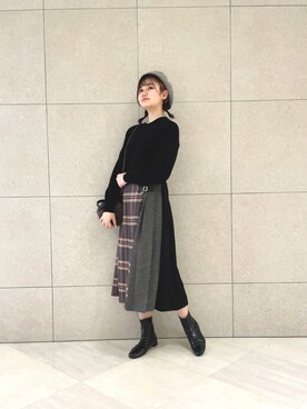 「Te chichi（テチチ）のアイテム（ハンチング/ベレー帽）」を使った、salt*°さん（レディース・167cm）の冬コーディネート