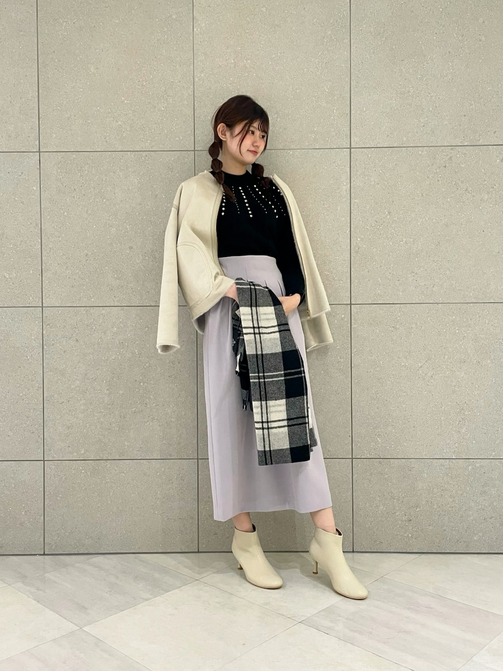【新品タグあり】Te chichi ウールチェックストール 新品タグあり】Te chichi ウールチェックストール - 小物人気