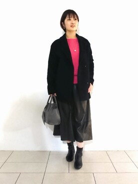 「インディヴィ」｜「アイテム（ステンカラーコート）」を使った、gissyさん（レディース・161cm）の冬コーディネート