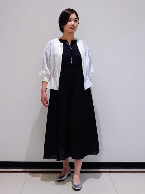 INDIVI ハイウエストワンピース 今期 セール】【洗える/エアリー】ハイウエストワンピース