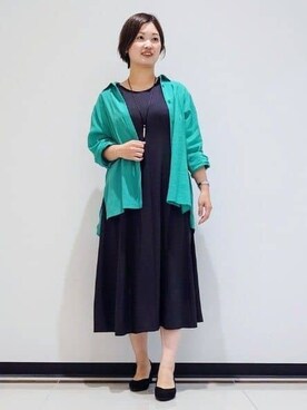 「INDIVI（インディヴィ）の【着る日傘／UVケア】ノースリーブワンピース（ワンピース、グレー系）」を使った、gissyさん（レディース・161cm）の秋コーディネート