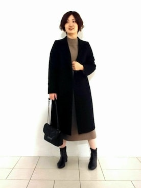 「ママファッション」｜「アイテム（チェスターコート）」を使った、gissyさん（レディース・161cm）の冬コーディネート