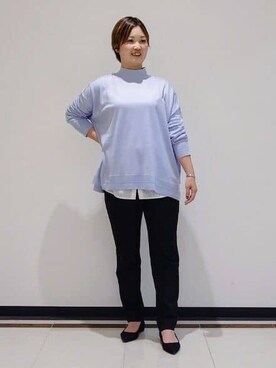 「INDIVI（インディヴィ）の【洗える／裏起毛】ストレッチウォームパンツ（その他パンツ、ブラック系）」を使った、gissyさん（レディース・161cm）の秋コーディネート