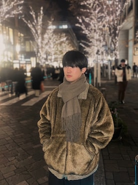 「アイテム（マフラー）」を使った、hideさん（メンズ・165cm）の秋コーディネート