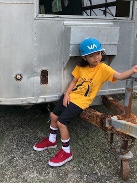 「RVCA（ルーカ）のアイテム」を使った、sakuto07さん（キッズ・120cm）の夏コーディネート