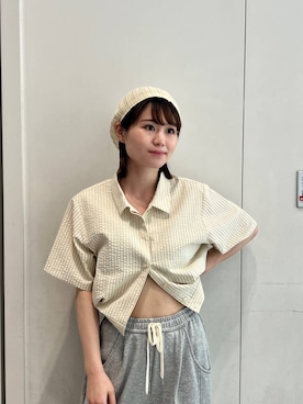 「SMELLY（スメリー）のアイテム（ニットキャップ/ビーニー）」を使った、kotoneさん（レディース・159cm）の夏コーディネート