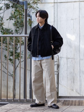 「WYM LIDNM（ウィム バイ リドム）のLOW GAUGE MESH KNIT POLO（ニット/セーター）」を使った、ともきさん（メンズ・168cm）の春コーディネート