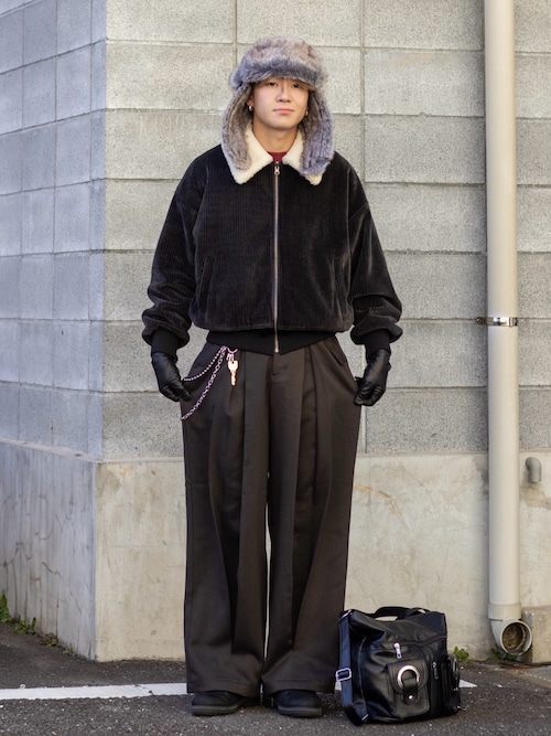EPNK】Reversible cropped boa collar blouson / リバーシブル